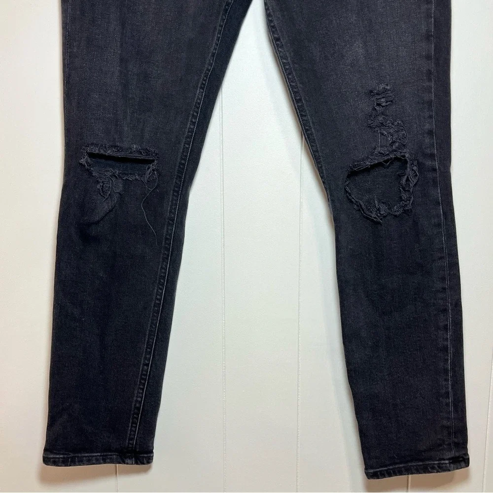 AGOLDE Nico High Rise Slim Straight Jeans Washed Black‎ Distressed Button Fly 29